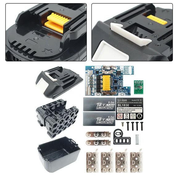 18V 9.0Ah Li-ion Battery Case PCB Circuit Board Protection Shell Box DIY Assembly Kit with Temperature Control Overcharge Protection for Power Tools Battery Pack