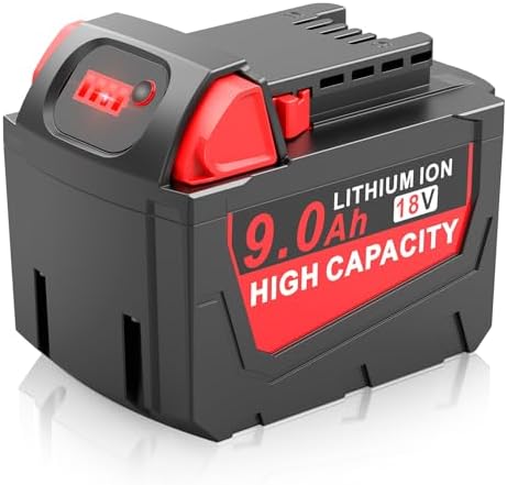 18V 9.0Ah Ultra-High Capacity Replacement for Milwaukee 18V Battery Compatible with Milwaukee 18 Volt Batteries 48-11-1815 48-11-1820 48-11-1828 48-11-1830 48-11-1840 48-11-1850 48-11-1852
