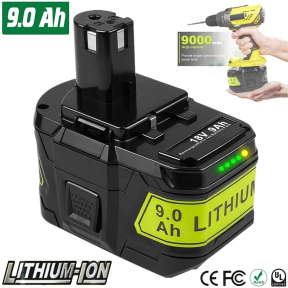18V Battery 9.0Ah Lithium P108 for Ryobi 18VOLT Cordless Tools P108 P107 P105 P104