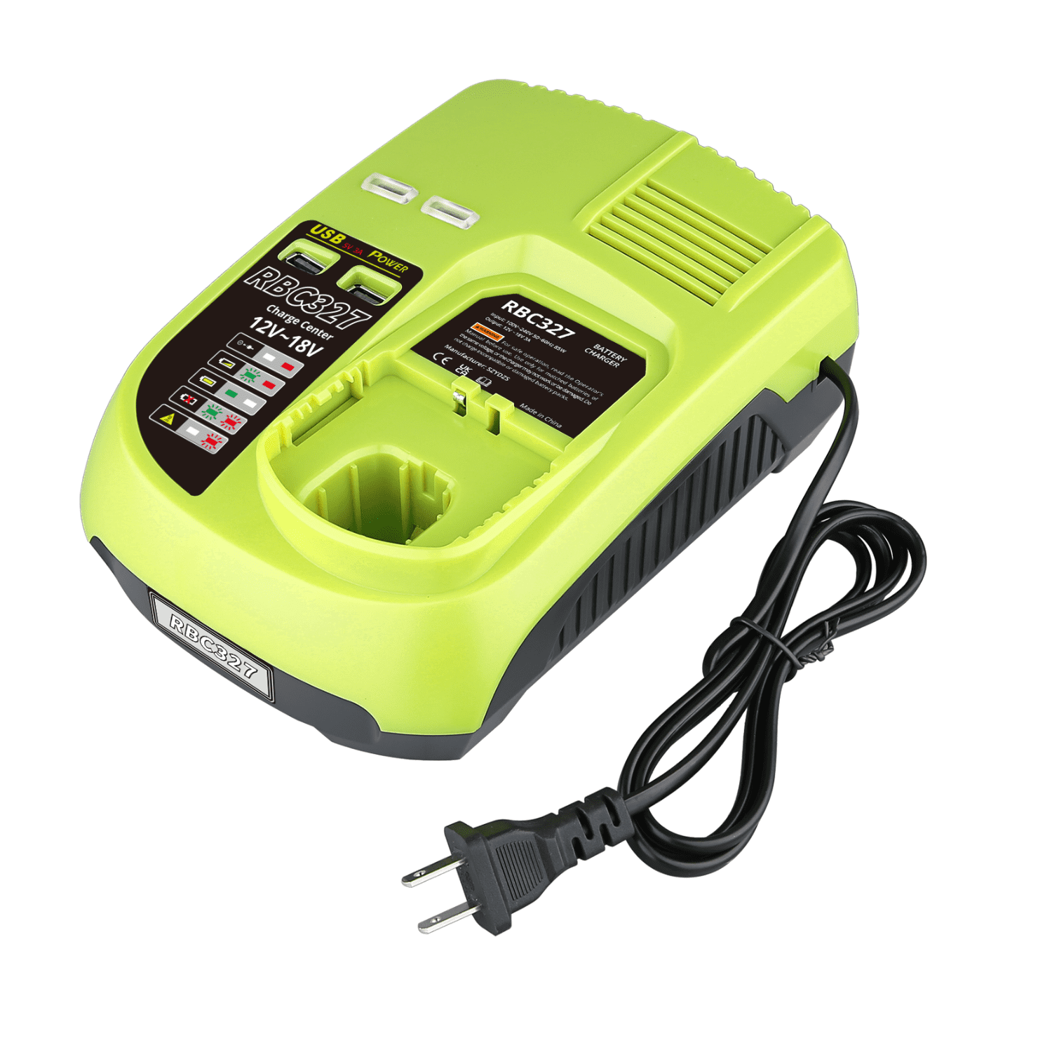 18V Charger Replace for Ryobi P120 P117 P118 P119 P135 【with 2 USB Port Charger】Compatible with P102 P103 P105 P106 P107 P108 P109 P190 P191 PBP002 PBP005 Battery
