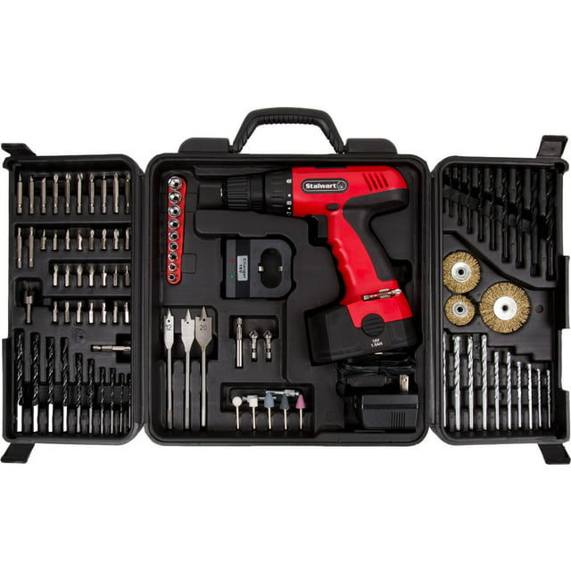 18V Cordless Drill Set - 89-Piece Tool Set with Drill Bits Sockets Driver Bits Rechargeable Battery and Tool Box by Stalwart