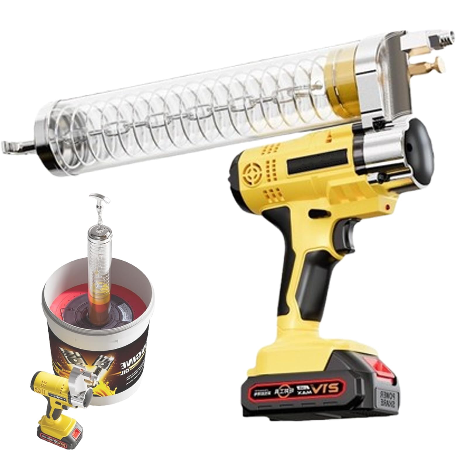18V Cordless Electric Grease Guns, 6000 Psi High-Pressure Grease Gun, With 2 Battery And Charger, With Flexible Hose Convenient One-Hand Operation, Automatic Venting, For Automotive, Marine