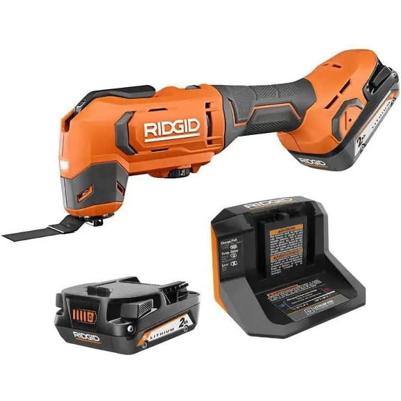 RIDGID 18V Cordless Oscillating Multi-Tool Kit with (2) 2.0 Ah Lithium-Ion Batteries, Charger, and Accessories - Model R86241KSB