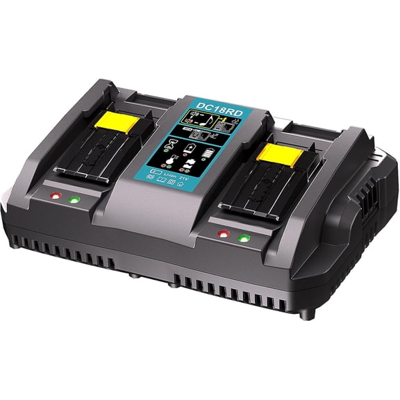 18V DC18RD Dual Ports Battery Charger for Makita 14.4V-18V Lithium-Ion Battery BL1415 BL1430 BL1830 BL1840 BL1850 BL1850B BL1860B BL1860 BL1815