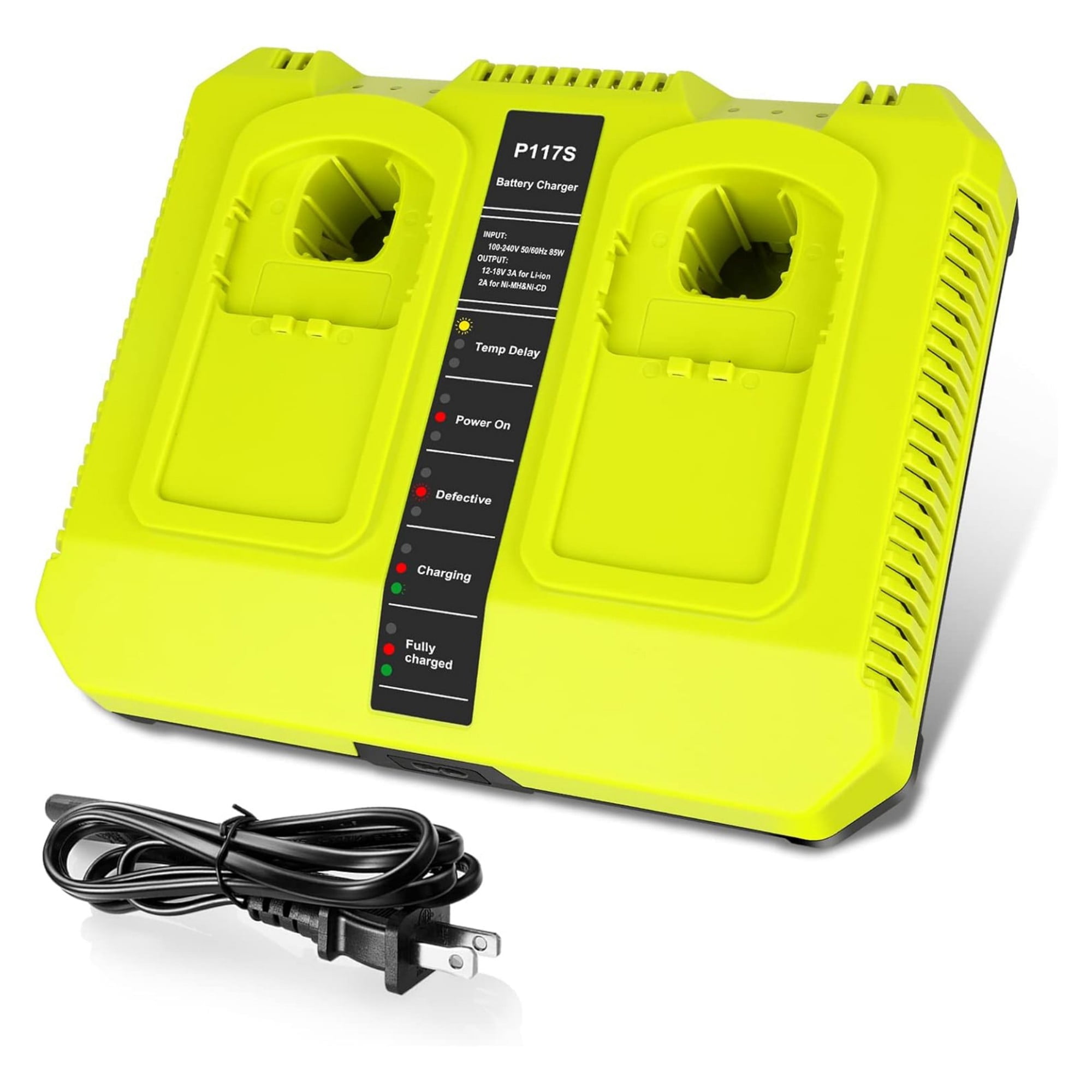 18V Fast Dual Charger for Ryobi 18V ONE+ Lithium Battery P102 P190 P107 P108