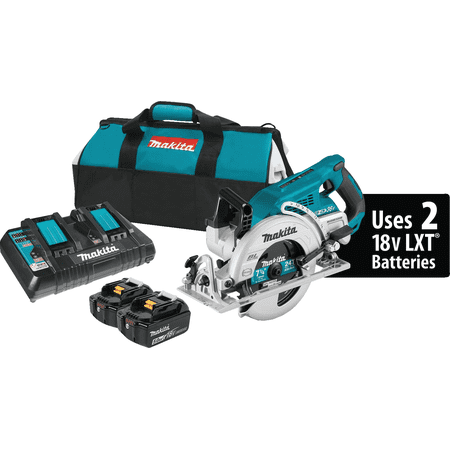 18V LXT X2 Lithium-Ion Brushless Cordless Circular Saw Kit, Rear Handle - Pack of 2 — Heavy-Duty Construction, Professional Use