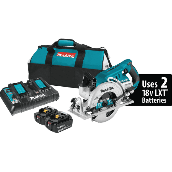18V LXT X2 Lithium-Ion Brushless Cordless Circular Saw Kit, Rear Handle - Pack of 2  Heavy-Duty Construction, Professional Use