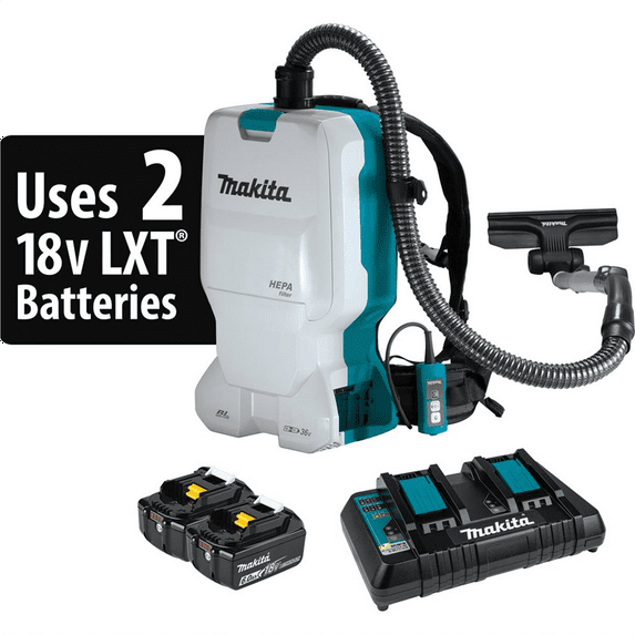 Makita 18V X2 (36V) LXT Lith-Ion Brushless Cordless 1.6 Gallon HEPA Filter Backpack Dry Vacuum (6.0Ah)