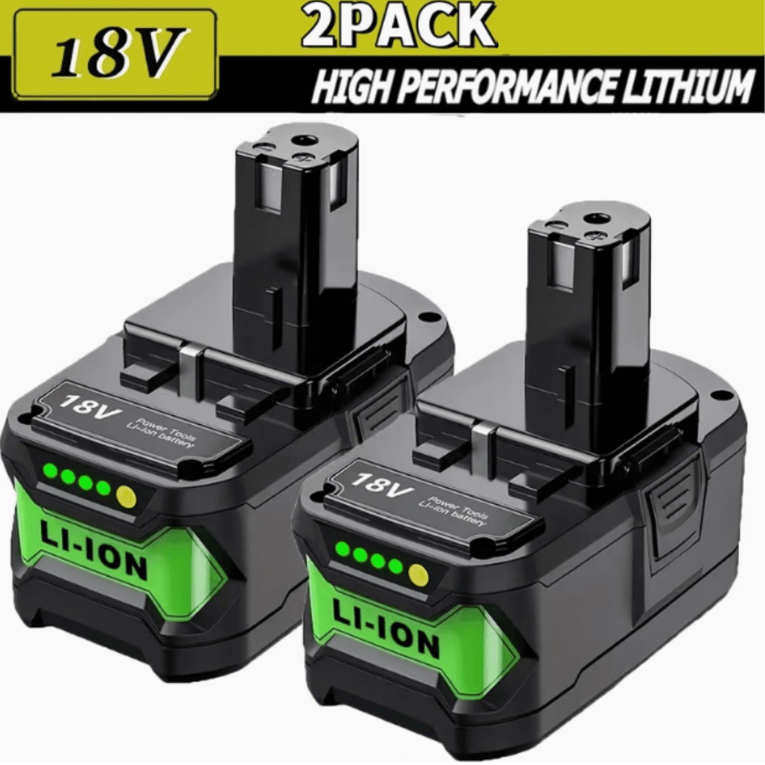18Volt 8.0Ah Replacement for Ryobi 18V Lithium Battery Ultra-High Capacity Compatible with Ryobi ONE+ 18V Battery P102 P103 P104 P105 P106 P107 P108 (2Pack)