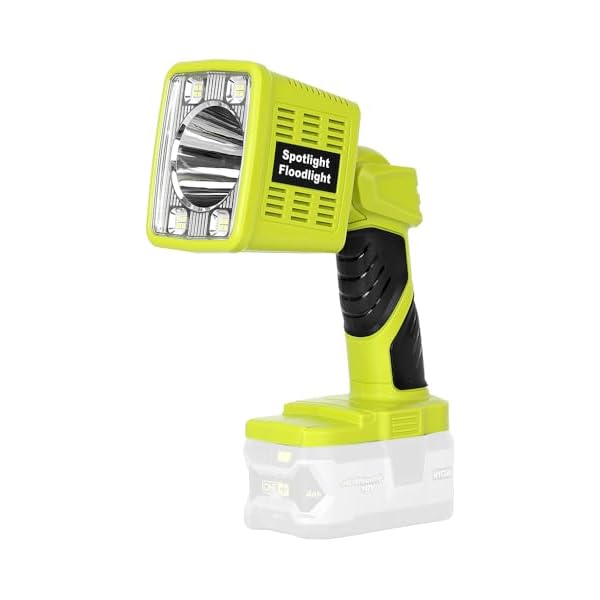 18W 1600LM LED Flashlight, 90 Pivoting Head - for Ryobi 18V Battery (Battery Not Included) - Ideal for Camping, Car Repair, Emergency, and Job Site Lighting