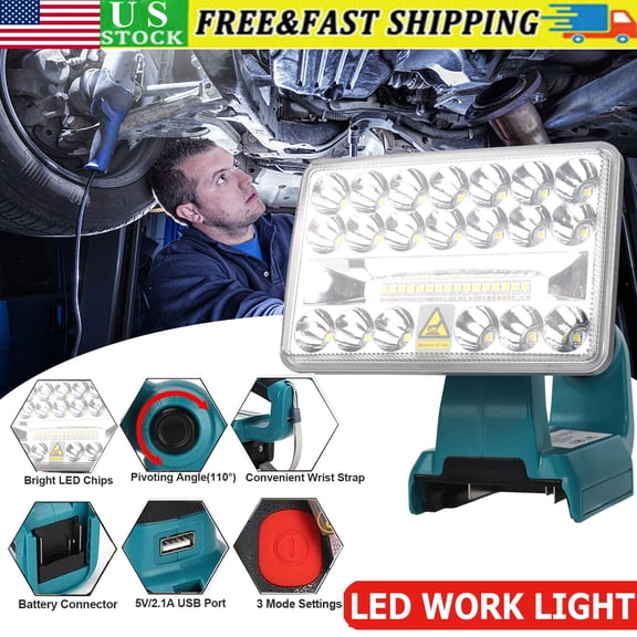 18W 2000LM Portable LED Work Light for Makita 18V Max LXT Li-Ion Battery Outdoor