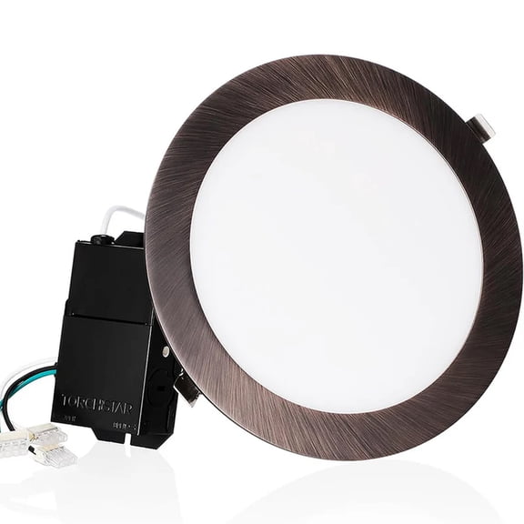18W 8 Inch Slim LED Recessed Light with J-Box, Oil Rubbed Bronze, 4000K Cool White
