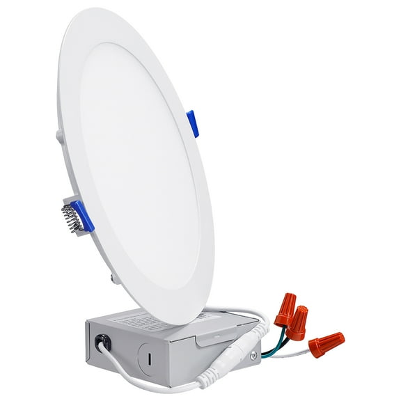 18W 8 Inch Ultra-Thin Recessed Ceiling Light with J-Box, 3000K Warm White