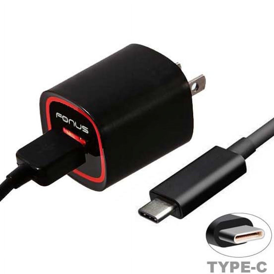 18W Adaptive Fast USB Home Charger 6ft Type-C Turbo Cable Adapter Wall Travel AC Power Long USB-C Sync Wire [Black] GLZ for LG V20 V30 - Motorola Moto Z Droid Force Droid Z2 Force