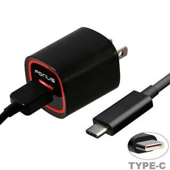 18W Adaptive Fast USB Home Charger 6ft Type-C Turbo Cable Adapter Wall Travel AC Power Long USB-C Sync Wire [Black] GLZ for LG V20 V30 - Motorola Moto Z Droid Force Droid Z2 Force