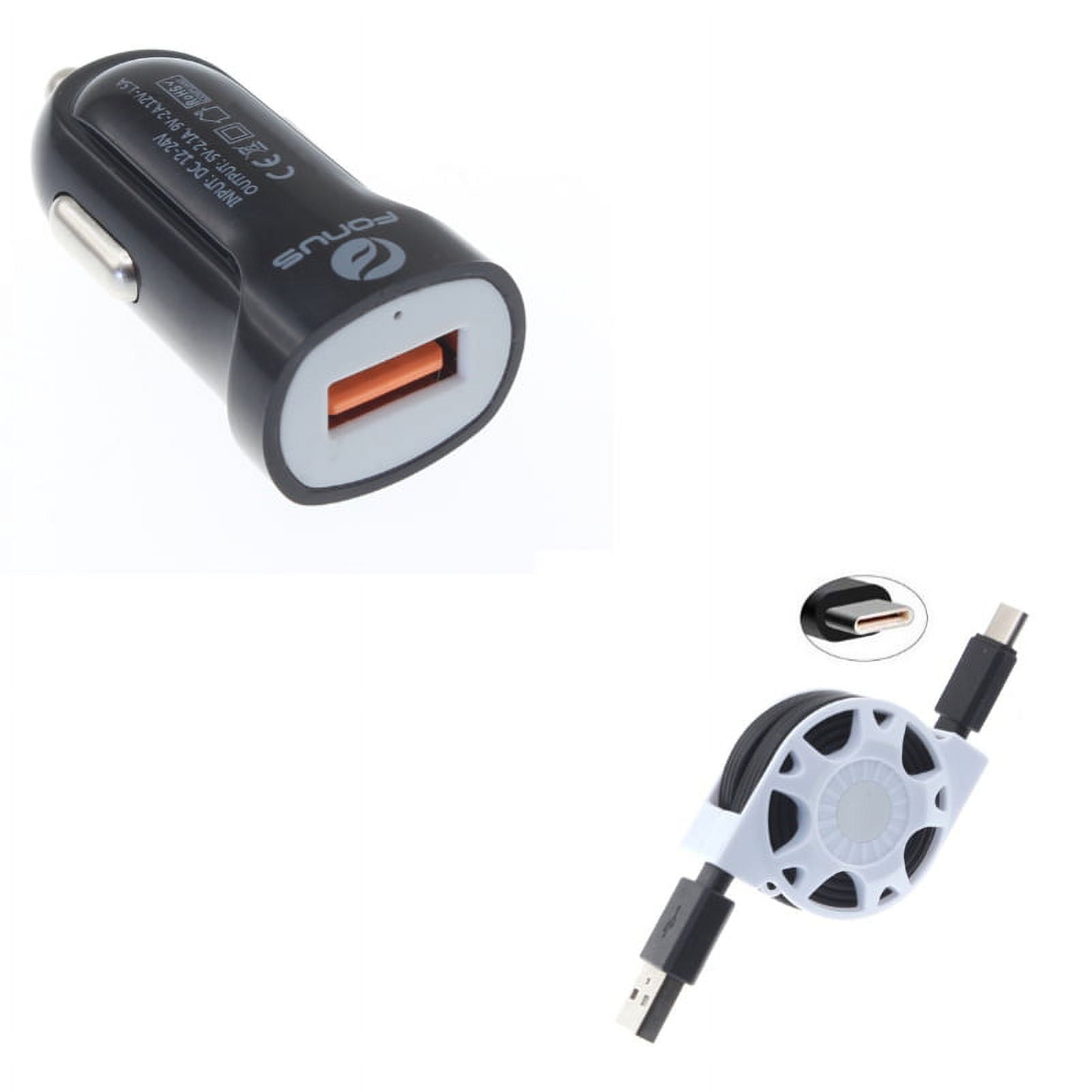 18W Car Charger w Retractable USB Cable for Google Pixel 6/Pro - Fast USB Port Power Adapter, Type-C Charger Power O7A Compatible With Google Pixel 6/Pro