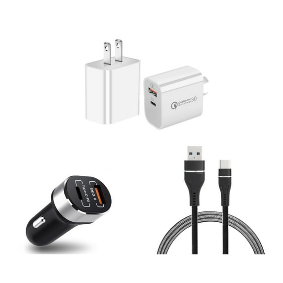 18W Dual-Port Car & Wall Chargers for Samsung Galaxy S21 Ultra (USB-C Power Delivery/USB-A Quick Charge 3.0) and USB Type-C Cable (3.3 Feet)