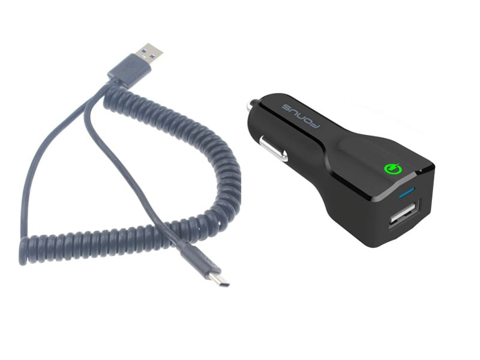 18W Fast Car Charger for Samsung Galaxy A13 5G/A12 5G/A03s Phones - USB Port Coiled Cable Type-C Quick Charge DC Socket Power Compatible With Galaxy A13 5G/A12 5G/A03s