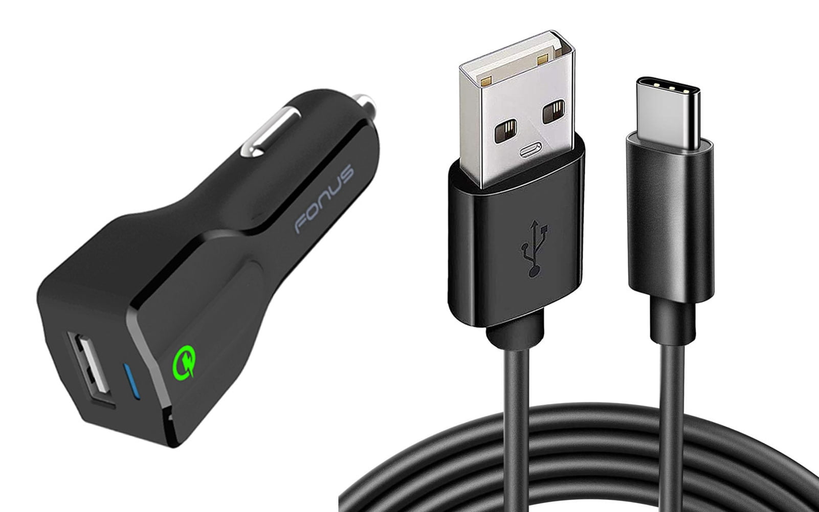 18W Fast Car Charger for Galaxy S21 FE 5G - USB Port 6ft Cable Type-C Quick Charge DC Socket Power Compatible With Samsung Galaxy S21 FE 5G