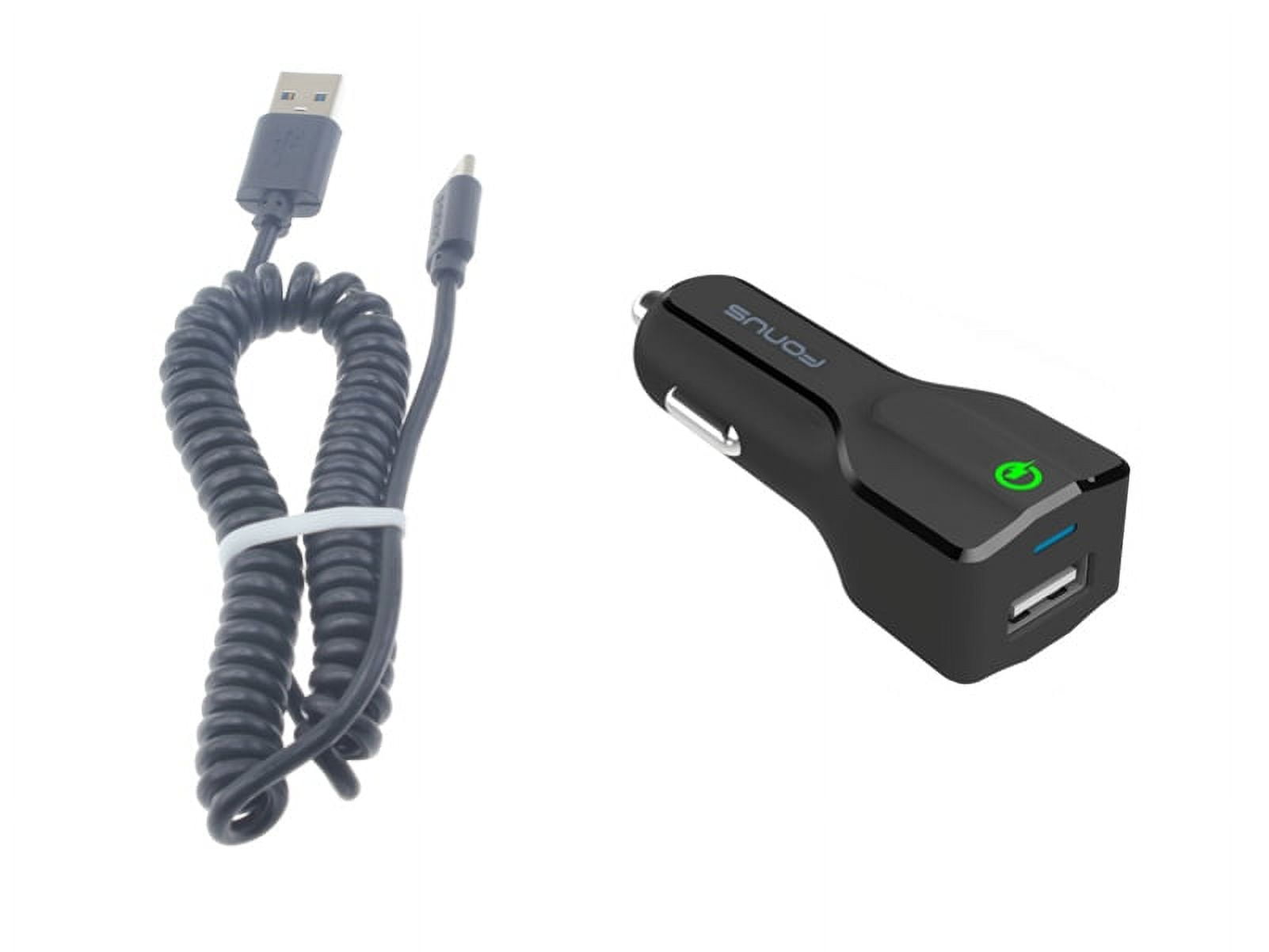 18W Fast Car Charger for OnePlus 10 Pro Phone - USB Port Coiled Cable Type-C Quick Charge Compatible With OnePlus 10 Pro