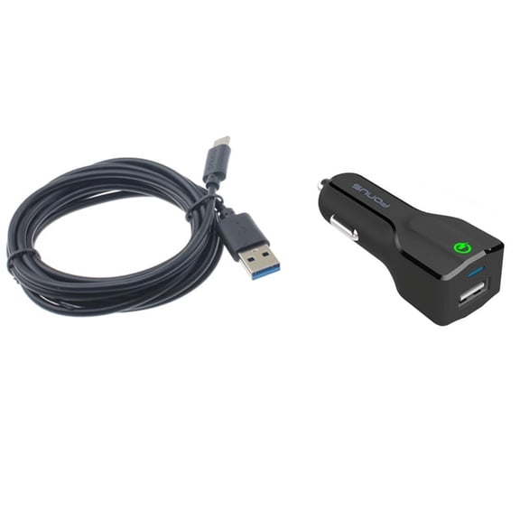 18W Fast Car Charger for Samsung Galaxy A14 5G Phone - USB Port 6ft Cable Type-C Quick Charge DC Socket Power O3B Compatible With Galaxy A14 5G Model