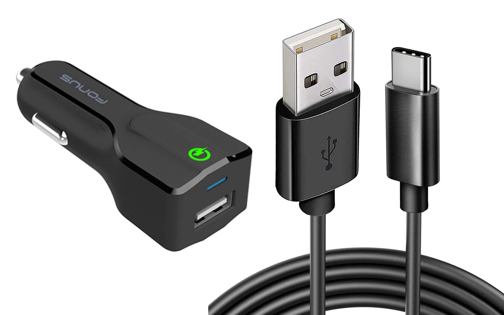 18W Fast Car Charger for iPhone 16/Pro/Max/Plus - USB Port 6ft Cable Type-C Quick Charge DC Socket for iPhone 16/Pro/Max/Plus