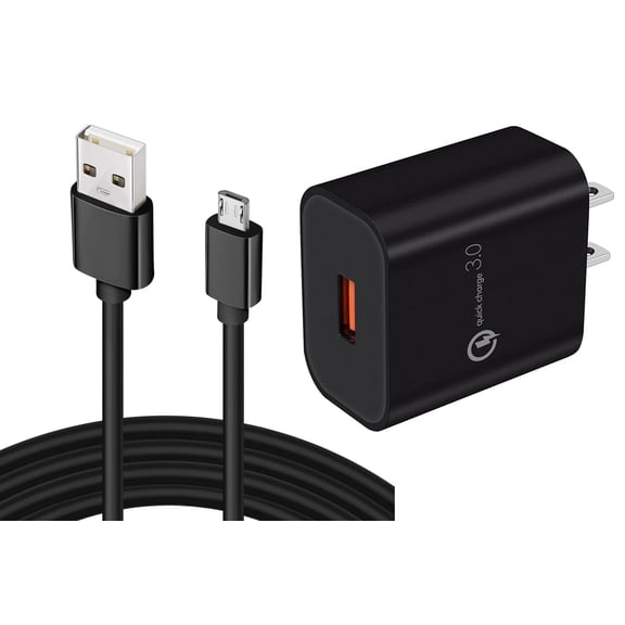18W Fast Home Charger for TCL ION Z - 6ft Long Micro USB Cable Cord USB Wall Adapter Power Wire Quick Charge QC3.0  TCL ION Z