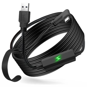 18W Link VR Cable 16FT Compatible with Meta/Quest 3, Quest2/Pro/Pico4 Accessories 2 Port USB 3.0 to USB C 5Gbps High Speed PC Data Transfer for 120HZ PC/Steam VR Headset Video Games