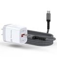 thumbnail image 1 of 18W QC 3.0 Fast Wall Charger Block with 10FT USB-A to Type-C Braided Cable, Phone Charger Compatible with iPhone 17/16/15 Pro Max iPad Pro Galaxy S26 Android, White, 1 of 7