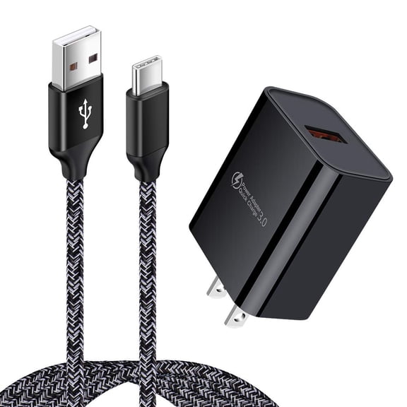 18W QC3.0 Fast Charger Block with 6FT USB C Cable Fast Charging Wall Charger Plug Adaptive Power Adapter Compatible with Samsung Galaxy S20-S26 Ultra A Series Moto LG Android Phones
