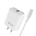 thumbnail image 1 of 18W Quick Charge 3.0 Fast Charging USB Home Travel Wall Charger with Type-C to USB Cable (5 Feet) for Motorola Moto G Play, G Stylus, G Power, One 5G, Edge - White, 1 of 9