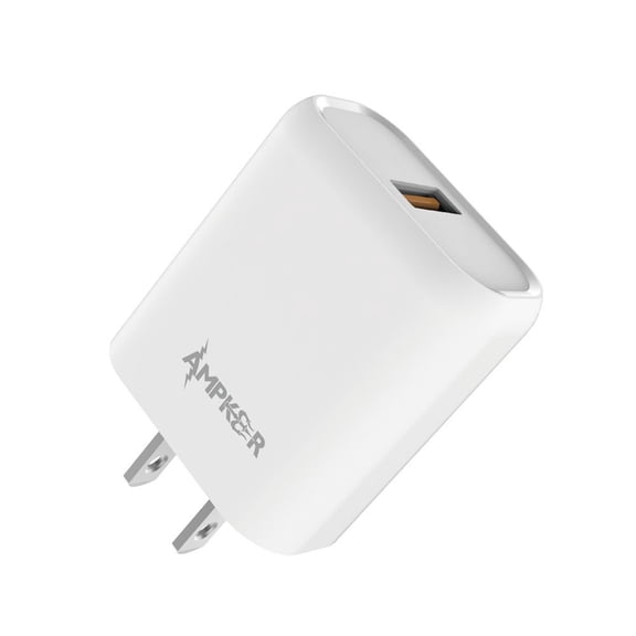 18W Quick Charge 3.0 Fast Charging USB Port Home Travel Wall Charger for Visible Midnight - White
