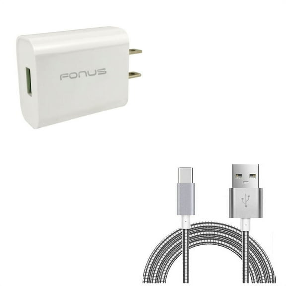 18W Quick Home Charger w 6ft Metal USB Cable D6D for OnePlus 5T, 6T, 6, 7 Pro - Razer Phone 2 - RED Hydrogen One - Samsung Galaxy S9 Plus, S8+ S8, S10 Plus active S10e 5G Note 9 8 A9 A50