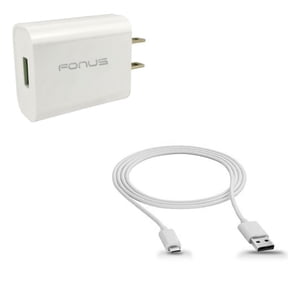 18W Quick Home Charger w MicroUSB 10ft USB Cable A1M for Alcatel Jitterbug Smart 2, Pop Icon 2, Avalon V, Idol Mini, Astro, PIXI CHARM, A30 Plus, Go Flip, Cingular Flip 2, REVVL 2, 3, 4