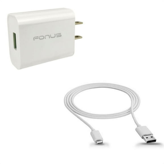 18W Quick Home Charger w MicroUSB 10ft USB Cable A1M for Alcatel Jitterbug Smart 2, Pop Icon 2, Avalon V, Idol Mini, Astro, PIXI CHARM, A30 Plus, Go Flip, Cingular Flip 2, REVVL 2, 3, 4