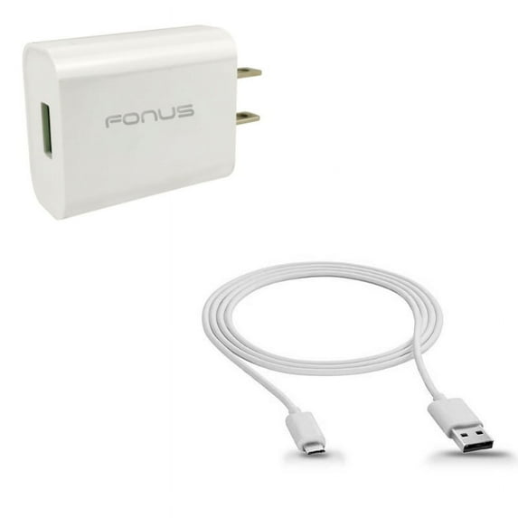 18W Quick Home Charger w MicroUSB 10ft USB Cable K7N for LG X Charge, G Stylo, Tribute Dynasty, Optimus Fuel, Flex 2, F7 F60 F3 Exceed 2, Exalt LTE, Access LTE, 5, Volt 2, Ultimate 2, 3 Plus