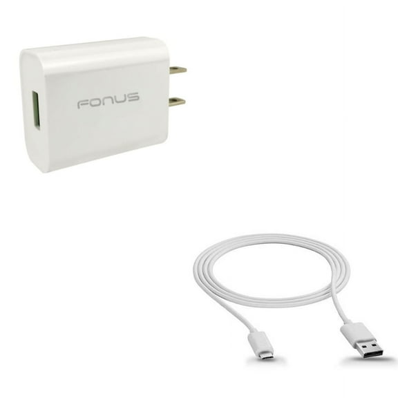 18W Quick Home Charger w MicroUSB 6ft USB Cable M1Q for Samsung Galaxy J2, J1, Halo Express 3 Avant Amp 2 J3 (2018) Alpha Admire 2 A6 A5, Mega 6.3, Convoy 4 - Wiko Ride