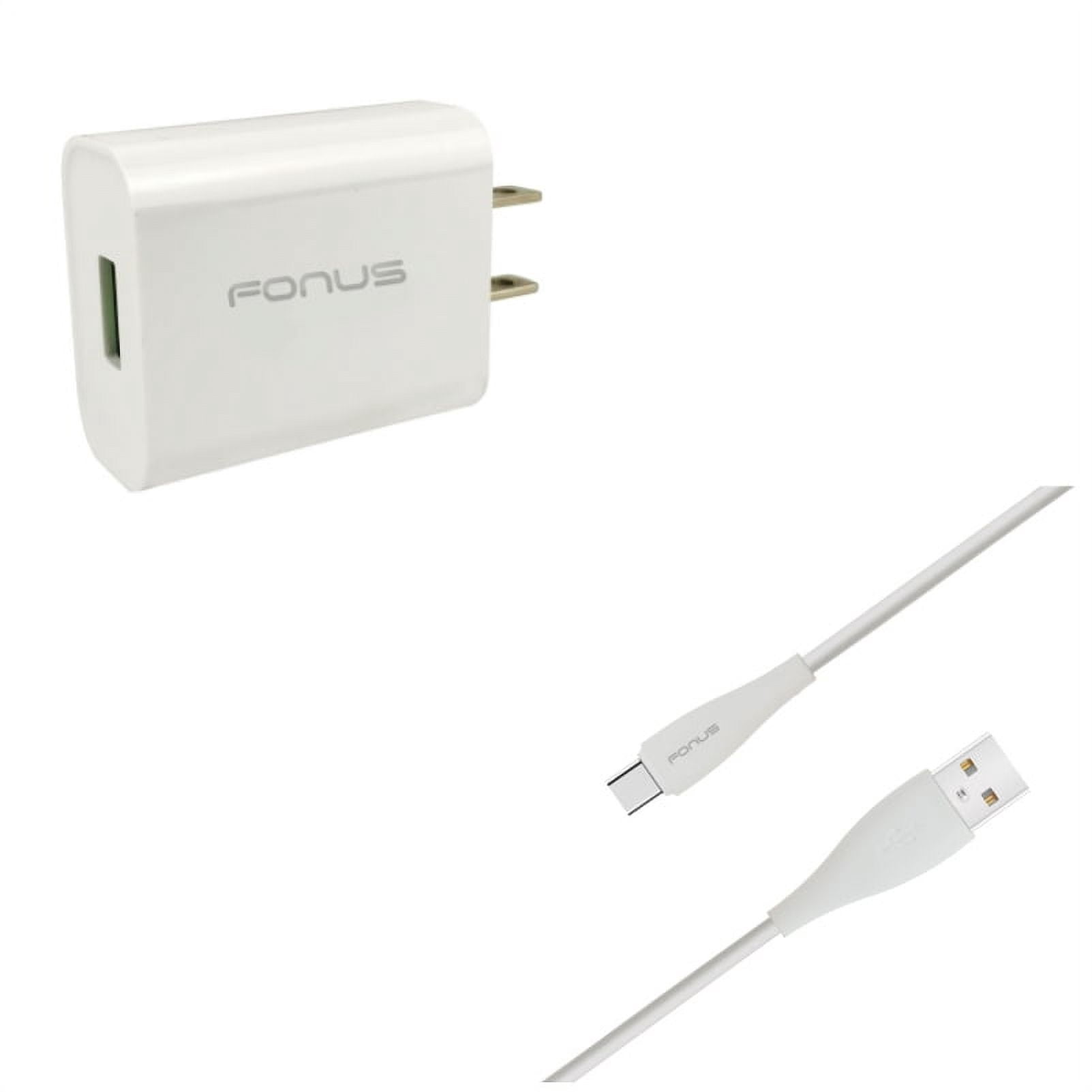 18W Quick Home Charger w Type-C 10ft USB Cable X3Q for LG G7 ThinQ, Stylo 4 - Motorola One, Moto Z4 Z3 Play Z2 Play Z Play Droid Force Droid X4 G7 Power Play G6 - Nokia 8, 7.1, 3.1 Plus