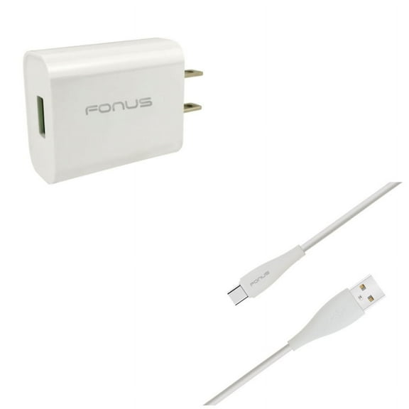 18W Quick Home Charger w Type-C 6ft USB Cable P9A for Kyocera DuraForce Pro 2 - LG V20, G6, V30, G5, V50 ThinQ 5G, V40 ThinQ, V35 ThinQ, Q7 Plus, Stylo 4 Plus, Google Nexus 5X, G8 ThinQ