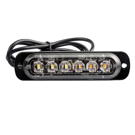 18W Vehicle Warning 6 LED White Strobe Flash Light w/ Screws