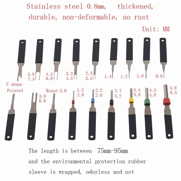 18X Car Wire Terminal Removal Connector Pin Extractor Puller Tire Repair Tools