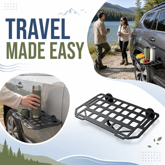 18X10 Inch Portable Vehicle Side Camp Table, Outdoor Metal Table, Suv Cargo Organizer, Table Organizer, Magnetic Mount Lattice Tray for Off-Grid Overlanding Trips
