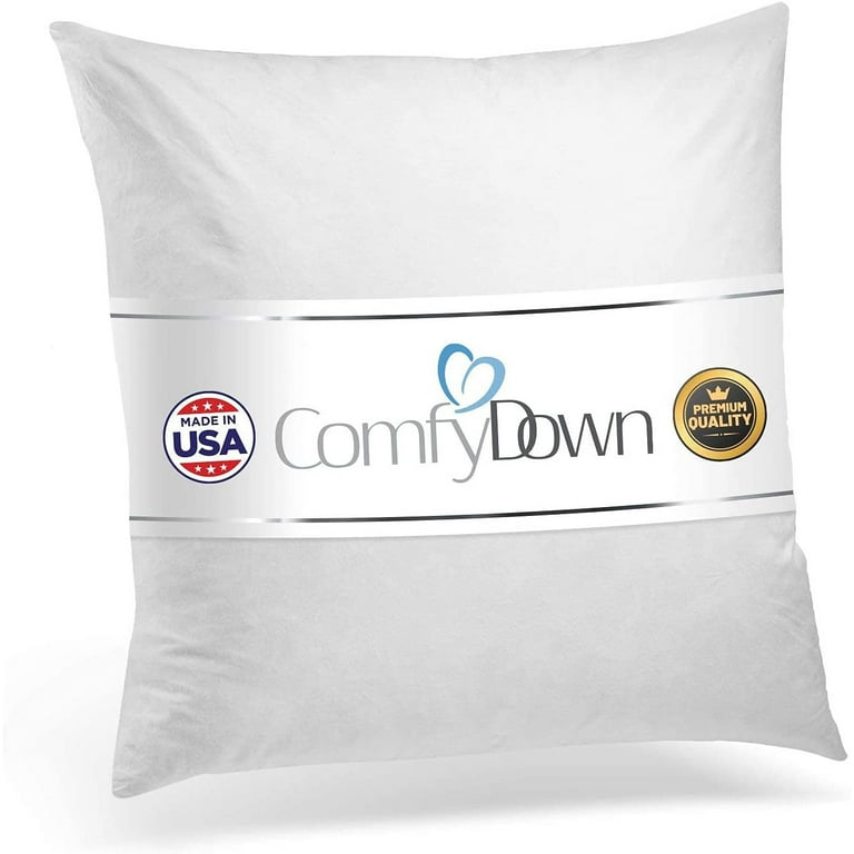 ComfyDown 95% Feather 5% Down Square Decorative Pillow Insert, Sham Stuffer, 18 x 18 - Made in USA
