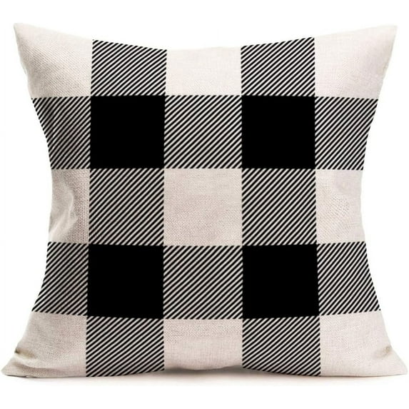18X18 Inch Pillow Covers Buffalo Plaid Farmhouse Pillow Cover Cushion Case Decorative Classic Tartan Pillowcase Cotton Linen for Home Decor Sofa (Plaid A-1Pack)