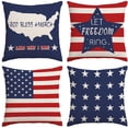 thumbnail image 1 of 18X18 Inch Throw Pillow Covers Set of 2 Patriotic Red White Blue Decorative Pillow Cases for Couch Living Room Patio Fourth of July Decorations, 1 of 3