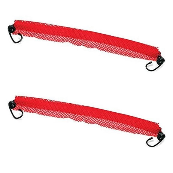 18X18 Red Mesh Warning Flag With Elastic Strap And J-Hook-2Pack