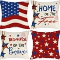 thumbnail image 1 of 18X18 Throw Pillow Covers Set of 2 Patriotic Red White Blue Decorative Throw Pillow Covers for Couch Farmhouse Living Room Outdoor Patio Fourth of July Decorations, 1 of 3