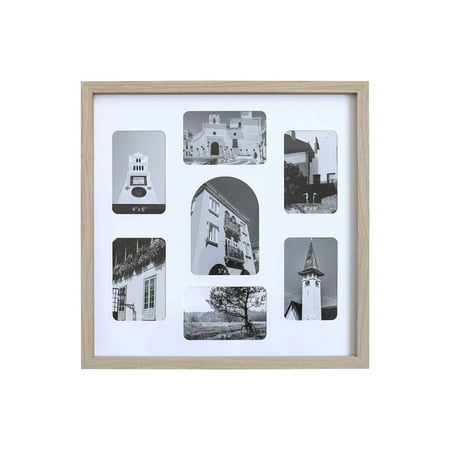 Mainstays – Multi Size Picture Frame – Natural Wood 7 Photo Collage Wall Photo Frame