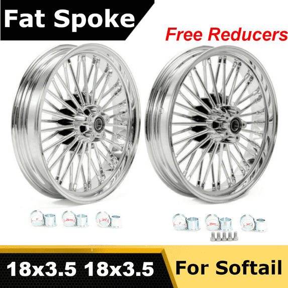 18X3.5 Fat Spoke Front Rear Wheels Rims Set for Harley Softail Heritage FLST Deluxe FLSTN