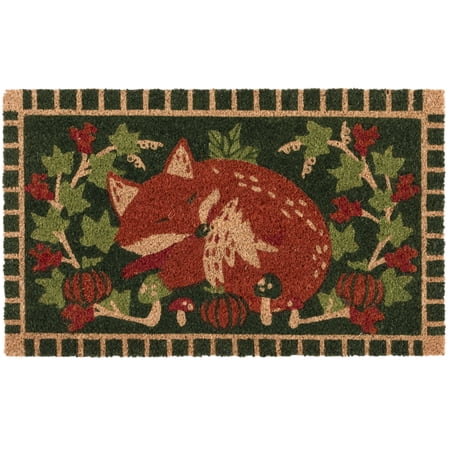 Way to Celebrate Cozy Fox Coir Doormat for Outdoor, 18 x 30 Inches